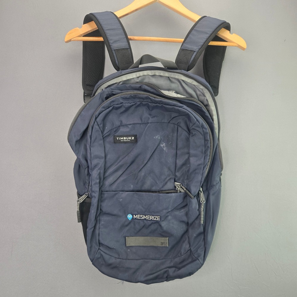 Timbuk2 Laptop Backpack Q Parkside Daypack Navy Blue Mesmerize Logo Travel Work